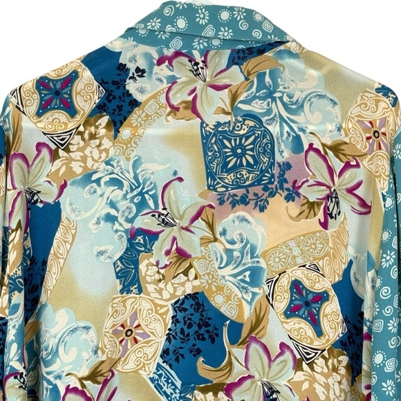 Koos of Course! 100% Silk Patchwork Print Button Front Shirt – Size 1X - Picture 4 of 12